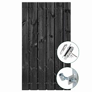 Tuindeur zwart gespoten Privacy + rvs inbouwslotset 195x90 cm